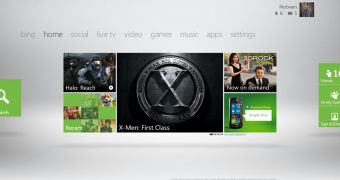 Screenshot of the new Xbox 360 dashboard