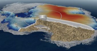 This map of the thickness of Antarctica's glaciers was put together from satellite data