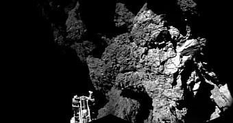 Photo shows one of Philae's feet and part of the comet