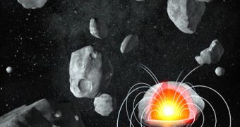 Planetesimals had their own crust and molten cores (art)