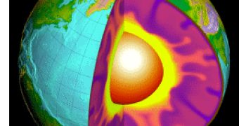 The Earth's mantle removed to the Earth's core