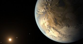 Artist's impression of Kepler-16f orbiting at the outskirts of its parent star's habitable zone