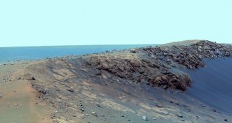 This is a view of the Santa Maria crater, which Opportunity is currently investigating