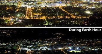 The Australian city of Canberra, during Earth Hour 2008