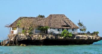 Eco-friendly Rock Restaurant, located in Zanzibar