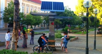 Public solar chargers dubbed Strawberry Trees aim to make clean energy more appealing