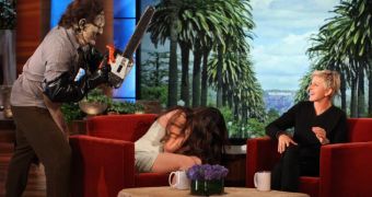 Selena Gomez freaks out on Ellen DeGeneres when monster attacks her from behind