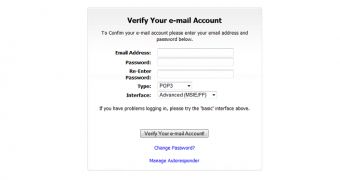 Email account phishing website