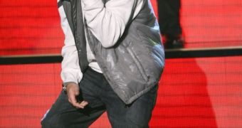 Eminem performing at the MTV Movie Awards, right before the outrageous Bruno skit