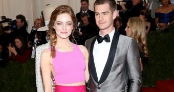 Emma Stone and real-life boyfriend (and Spidey love interest) Andrew Garfield at the MET Gala 2014