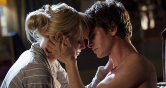 Emma Stone and Andrew Garfield in “The Amazing Spider-Man” official still