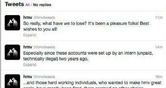 Tweets posted by unhappy HMV employee (click to see more)
