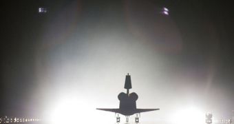 Endeavour is seen here landing at the KSC, in the wee hours of June 1, 2011