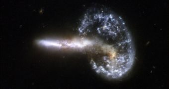 The collision of galaxies might result in giant blackholes