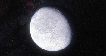 This artist's impression shows the distant dwarf planet Eris