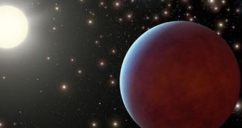 Rendition of an exoplanet orbiting the member of a star cluster