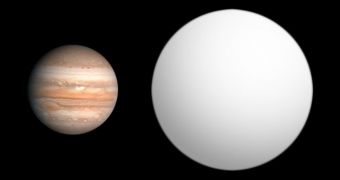 WASP-12b is only 1.4 times heavier than Jupiter, but it's diameter is a lot larger