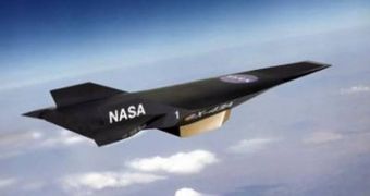This is an artist's concept of an X-43A hypersonic experimental vehicle in flight