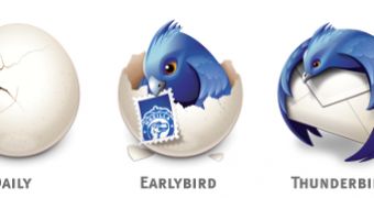 The names of the three, pre-release Mozilla Thunderbird channels and their logos