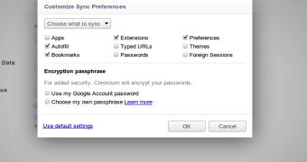 New sync options in Google Chrome