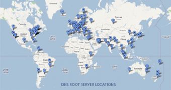 DNS root server locations