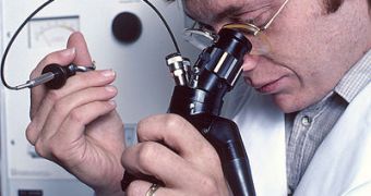 Scientist using an endoscope