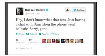 Russell Crowe doesn't say anything about being hacked