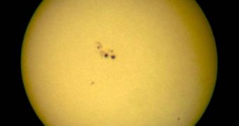 This picture shows sunspots on the surface of the Sun