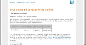 Experts Find 200,000 “Your Online Bill Is Ready to Be Viewed” Fake AT&T Emails