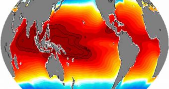 Hot waters under the Pacific Ocean Chimney are visible in red in this image