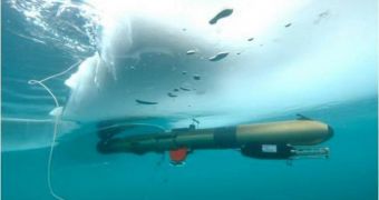 Rendition of the Gavia AUV underwater in the Antarctic