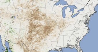 Dried vegetation in the US, following a massive, summer-long drought