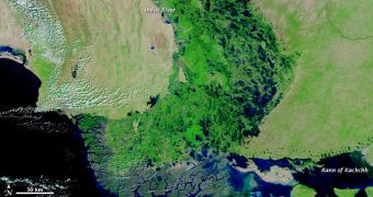 This image shows the extent of the damage caused by this year's summer floods in Pakistan