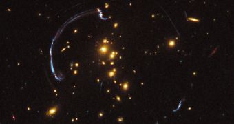 Extremely Distant Galaxy Imaged via Gravitational Lensing