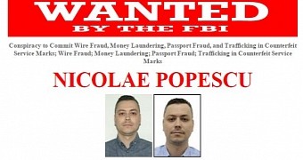 The FBI offers up to $1 million for info leading to Popescu's capture
