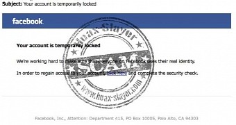 Fake email claiming to be a security check from Facebook