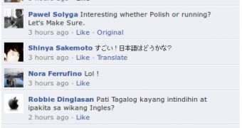 In-line translation for Facebook Pags