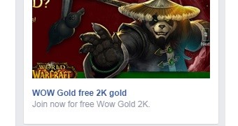 Fake ad that redirects to fraudulent Facebook log-in page