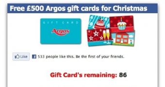 Argos doesn't offer free gift cards