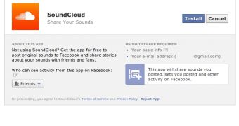 The new Facebook auth dialog with SoundCloud