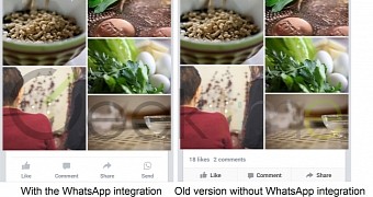 Facebook for Android before and after WhatsApp integration