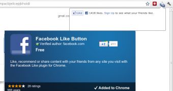 The Facebook Like extension for Google Chrome