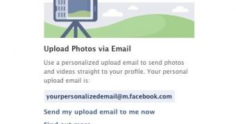 Facebook provides a unique email address to upload photos and videos