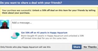 You can share purchases, for discounts, with Facebook Credits