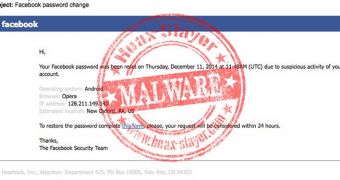 Fake email claiming unauthorized access to Facebook account