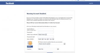 Fake notification asking for Facebook credentials