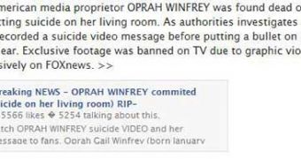 Scam Facebook posts say Oprah Winfrey has died
