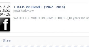 "Vin Diesel dead" Facebook scam