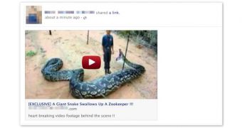Facebook scammers promise video of a giant snake eating a man