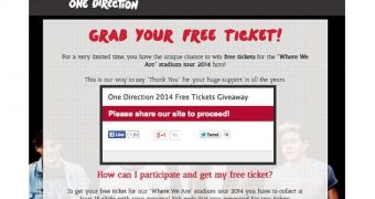 One Direction ticket giveaway scam